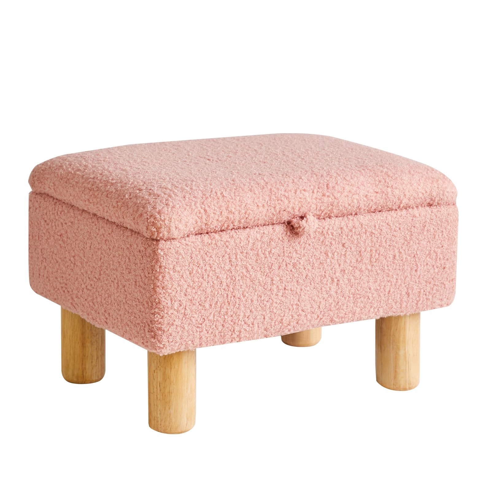 Teddy Velvet Small Ottoman Foot Rest, Foot Stools with Storage Small, Upholst...