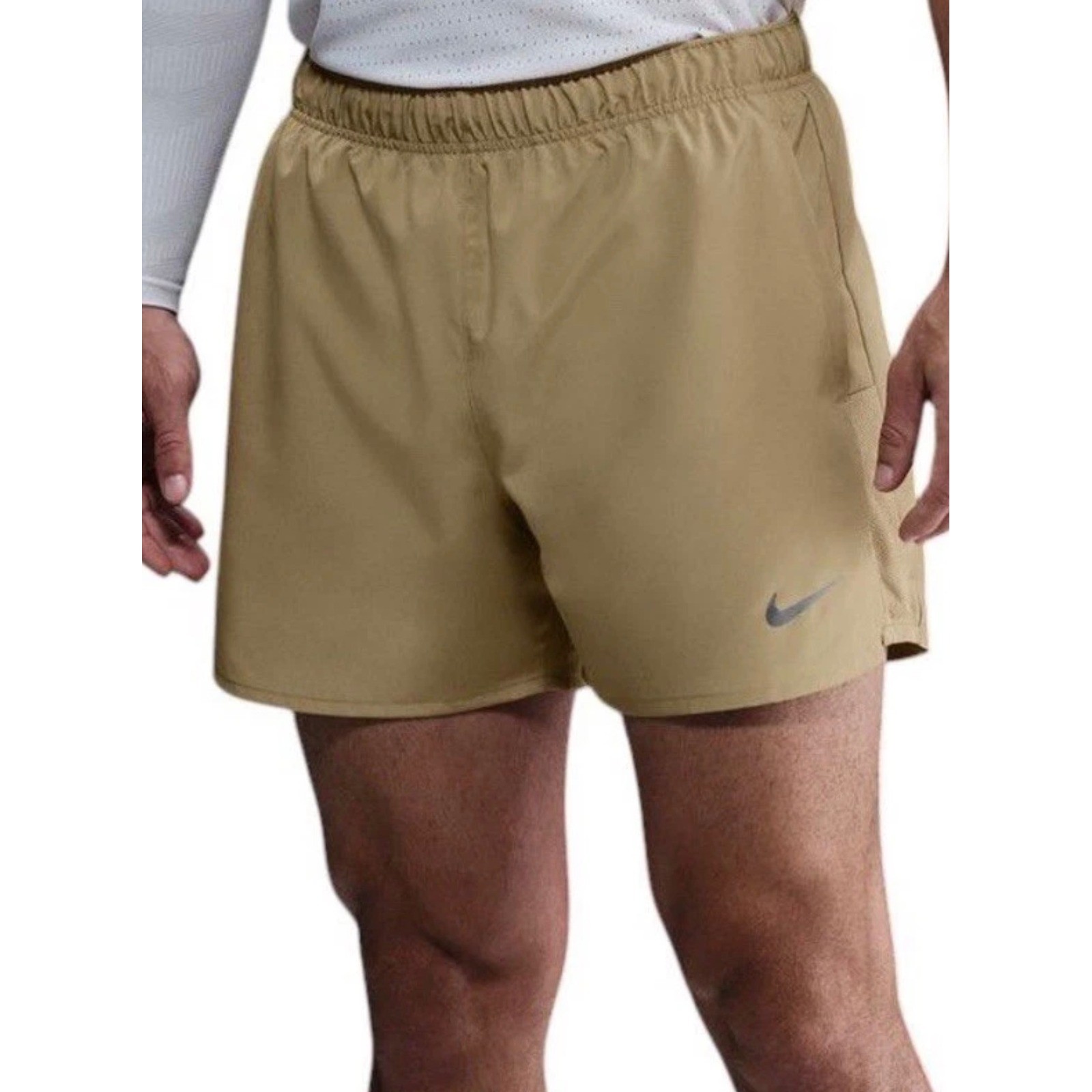 Nike Mens Dri-FIT Challenger 5 Inch Brief-Lined Running Shorts Khaki Beige Small
