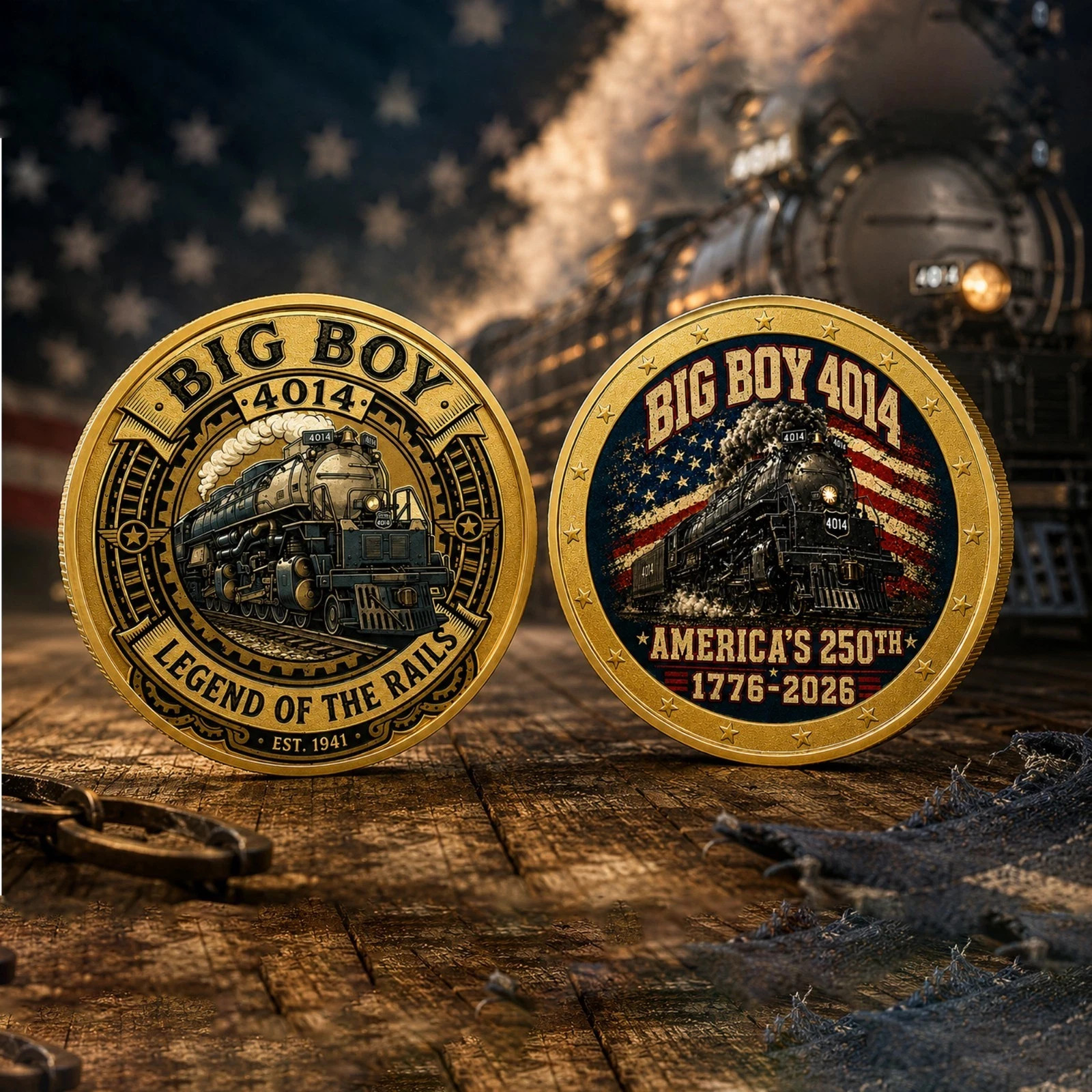 Big Boy 4014 Train USA 250th Anniversary Challenge Coin