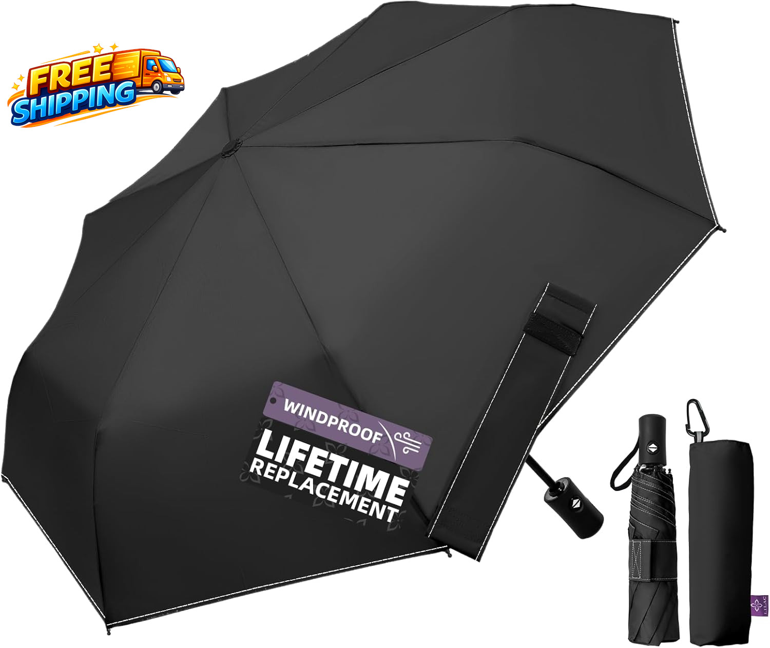 Compact Travel Windproof Umbrella 43 Auto Open/Close Folding Quick Dry Umbrellas