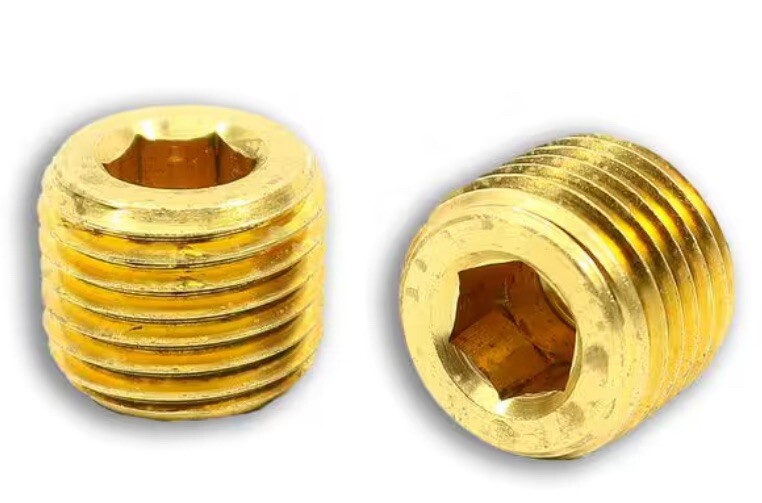 (5 Pack) Brass 3/8" Pipe Plugs Countersunk Male NPT-USA