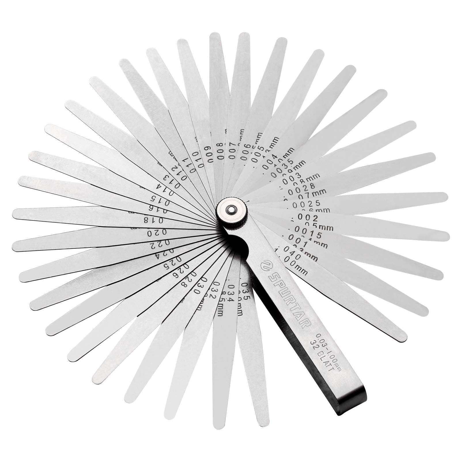 Spurtar Feeler Gauges 0.001-0.04" (0.03-1.00mm) 32 32 Blades(0.001-0.04")