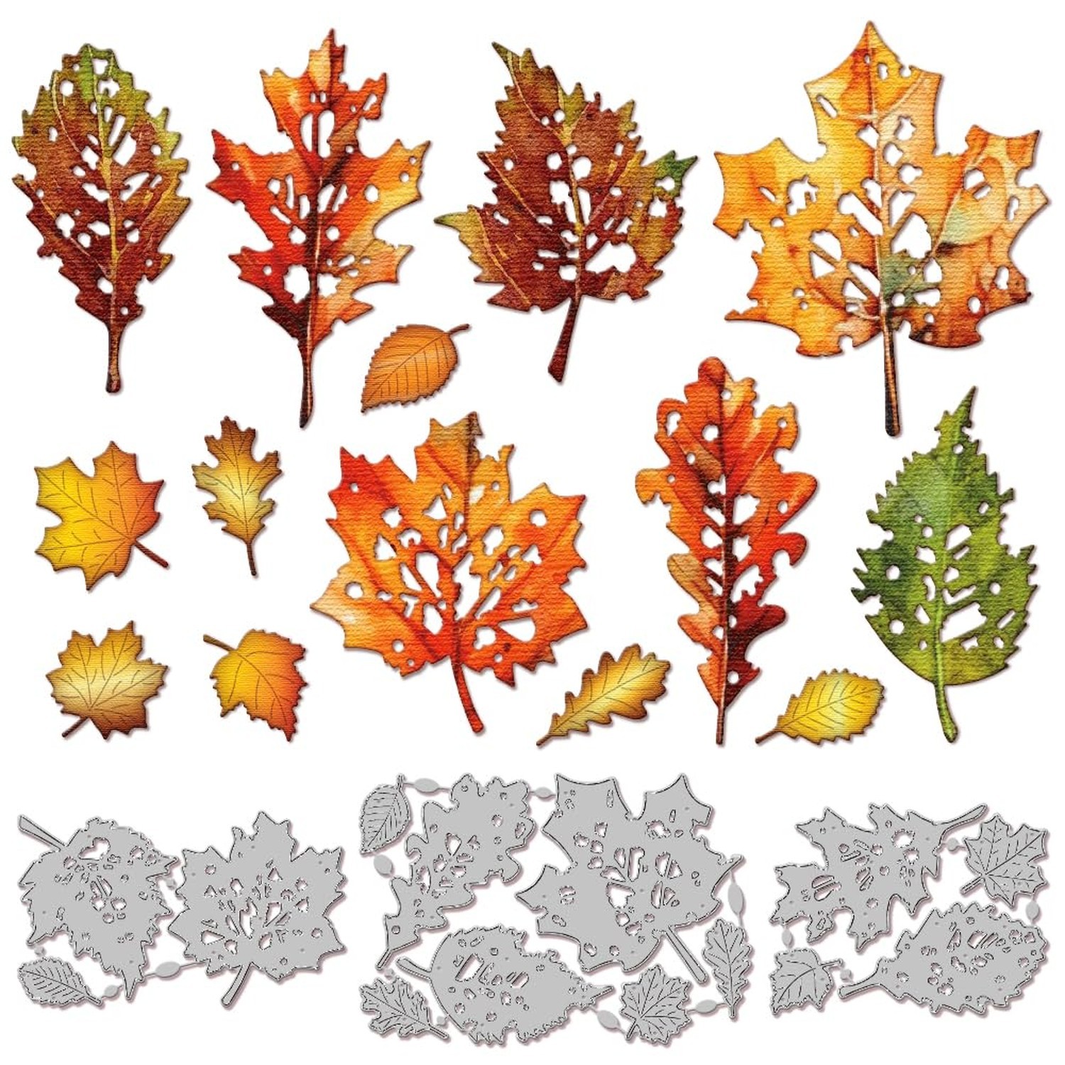 GLOBLELAND Autumn Broken Leaves Cutting Dies for Card Making Metal Fall Broke...
