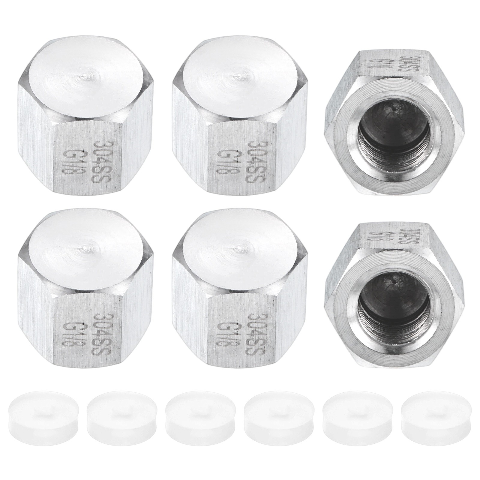 6-Pack Hex End Cap, 1/8 Inch g Female Thread Pipe Fitting