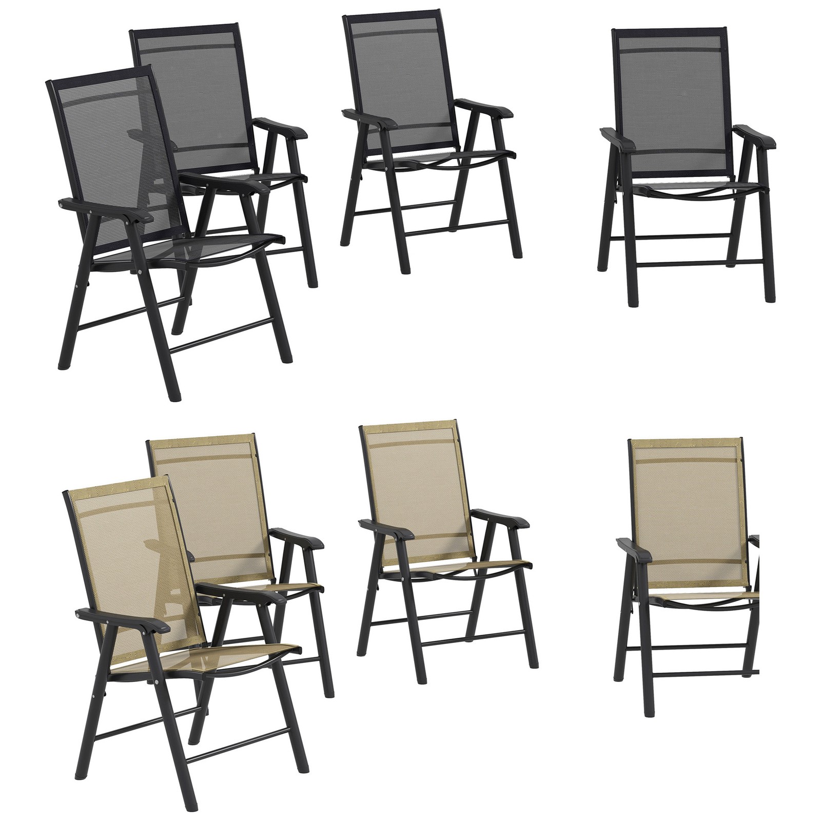 Outsunny 4PC Folding Sling Chair Set, Patio Garden Furniture