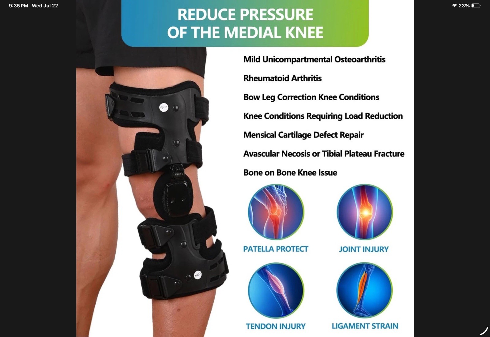 OA Unloader Knee Brace, Left Knee