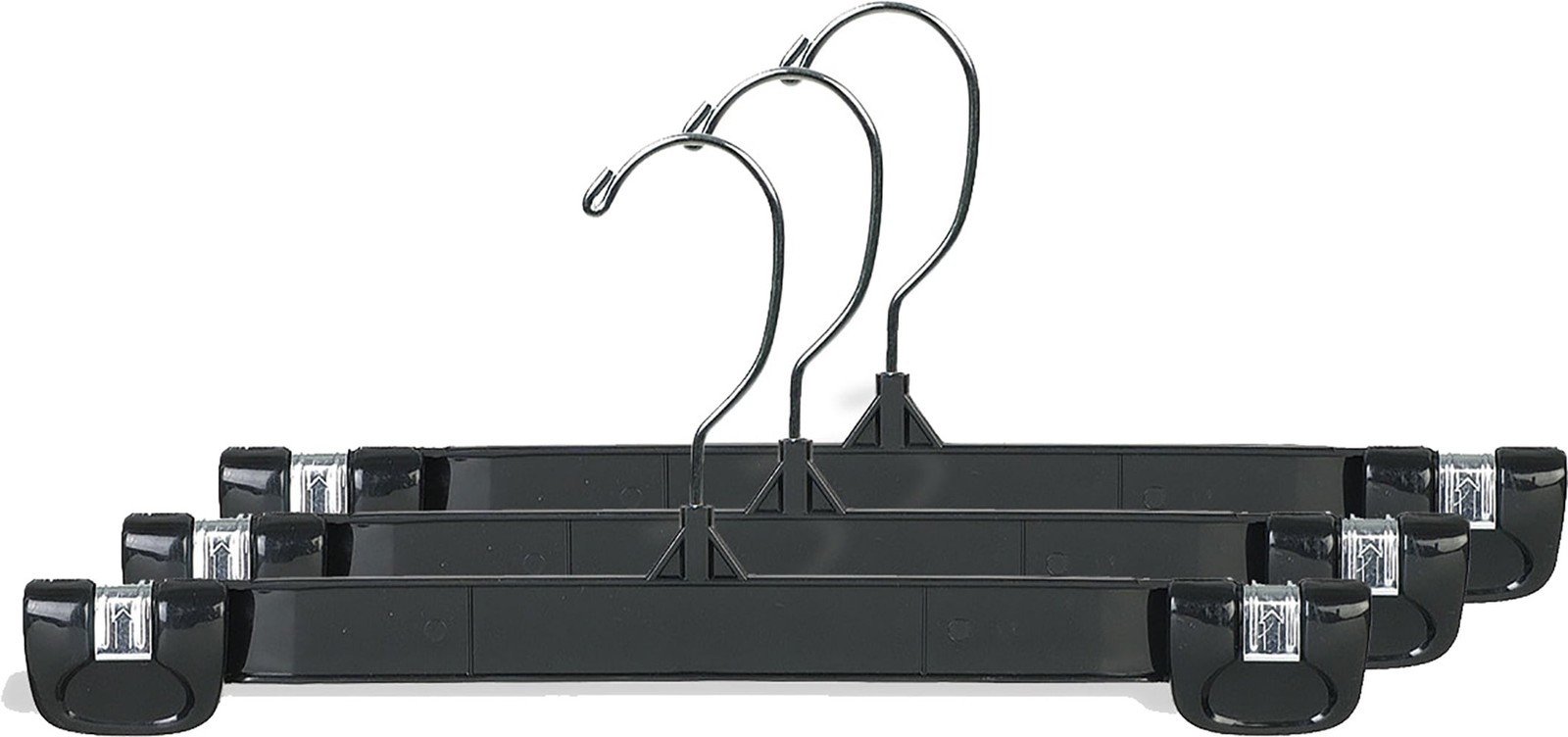 Black Plastic Bottom Hanger with Pinch Grips, 25 Pack