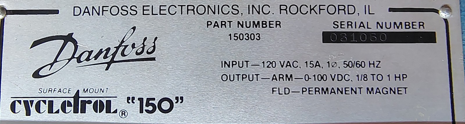 🗽DANFLOSS 150303 CYCLETRON/SURFACE MOUNT DC SPEED CONTROLLER