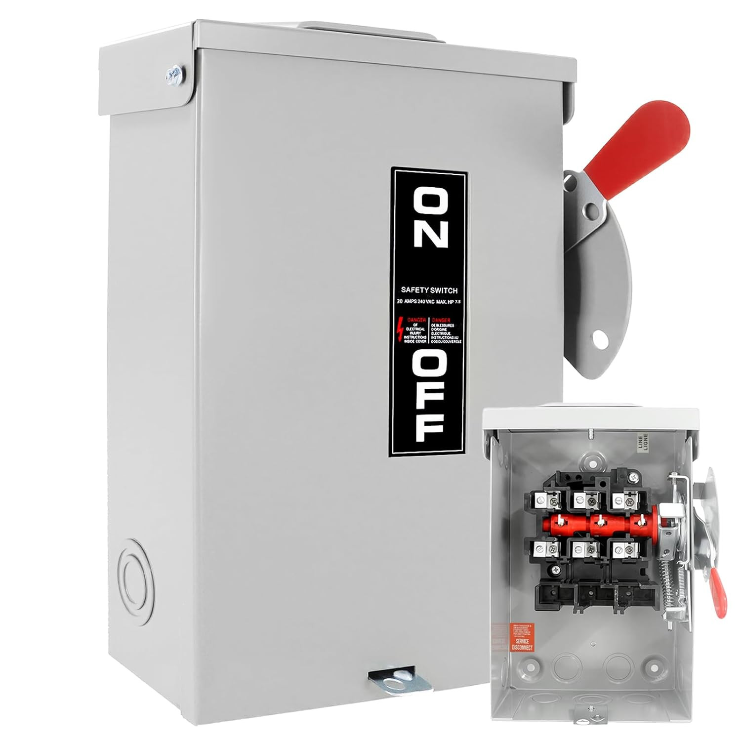 30 Amp Disconnect Switch Box, 3 Pole 120V/240V Safety Switch, Non-Fusible NEMA 3