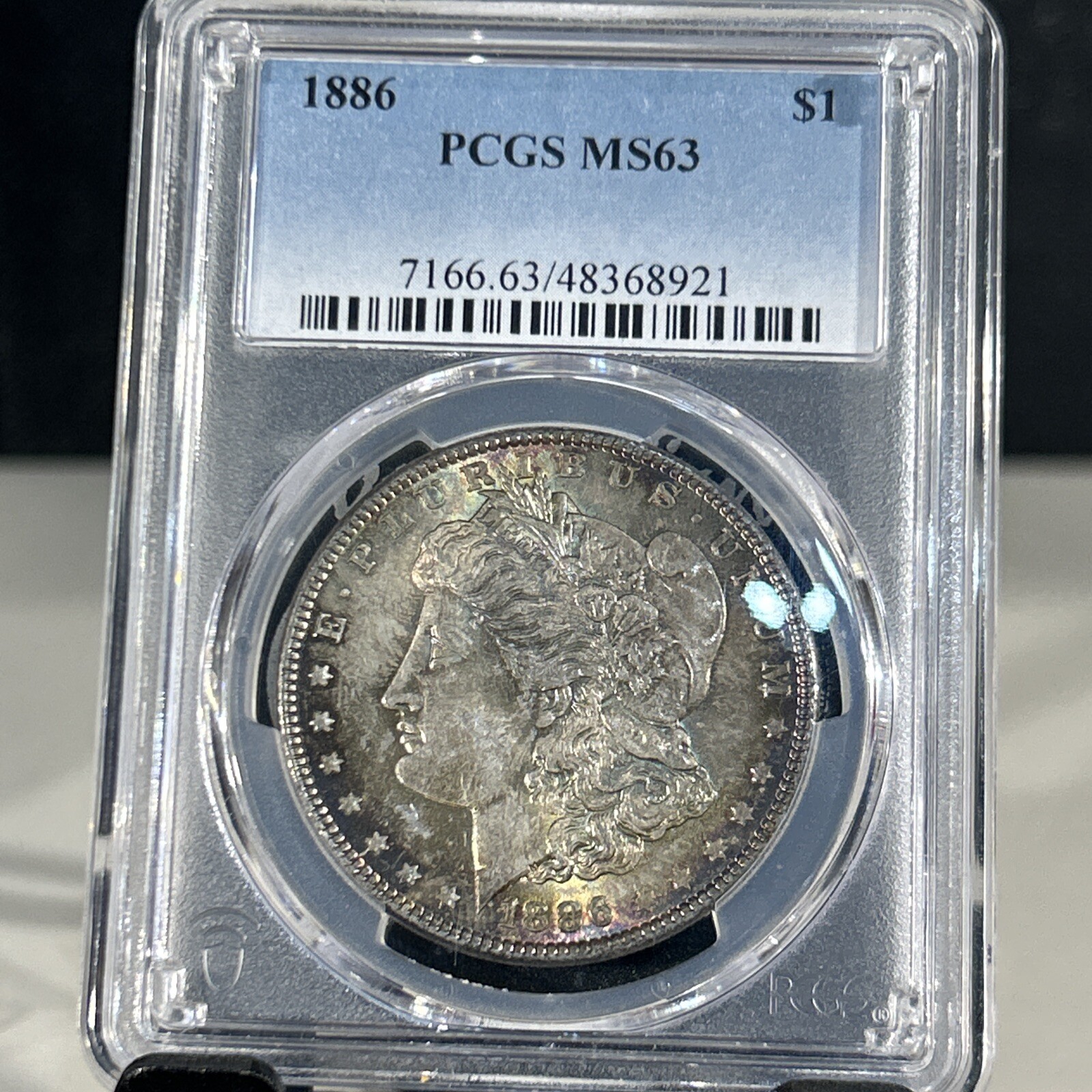 1886 Morgan Silver $1 Dollar PCGS MS63  Dual Side Toner