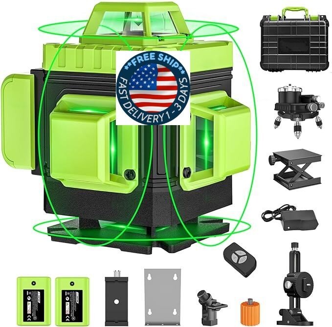 Nivel Láser, Nivel Láser Autonivelante 4x360°, Láser de Línea Cruzada 4D. neuvo.