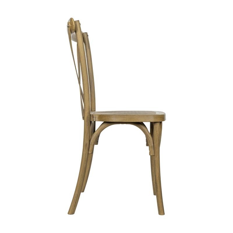10 PACK Bistro Style Cross Back Restaurant Dining Chair in Resin Chestnut Finish