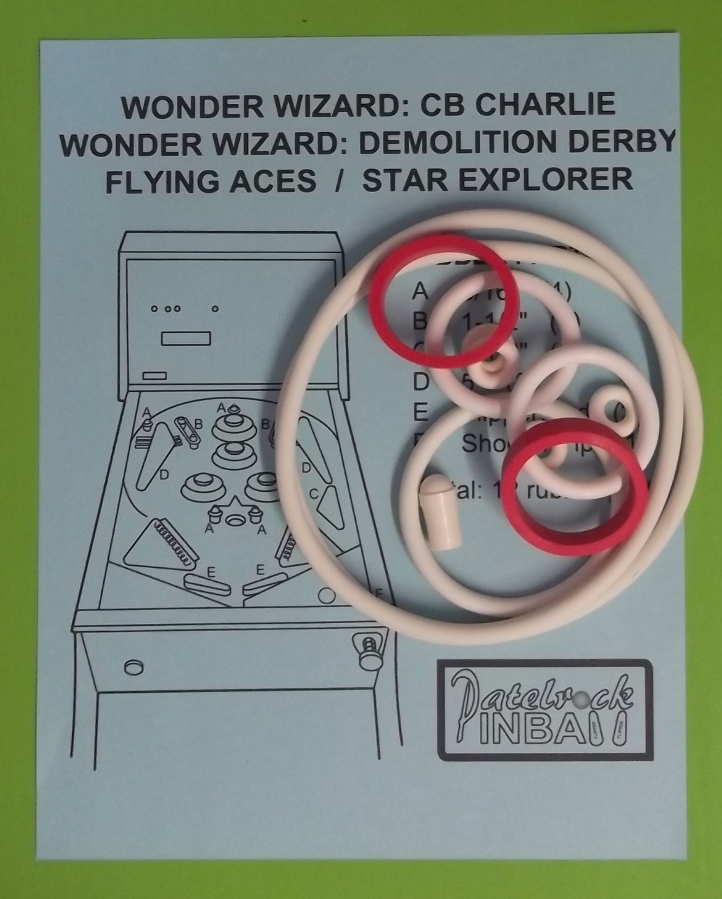 1977 Sentinel Flying Aces Pinball Machine Rubber Ring Kit