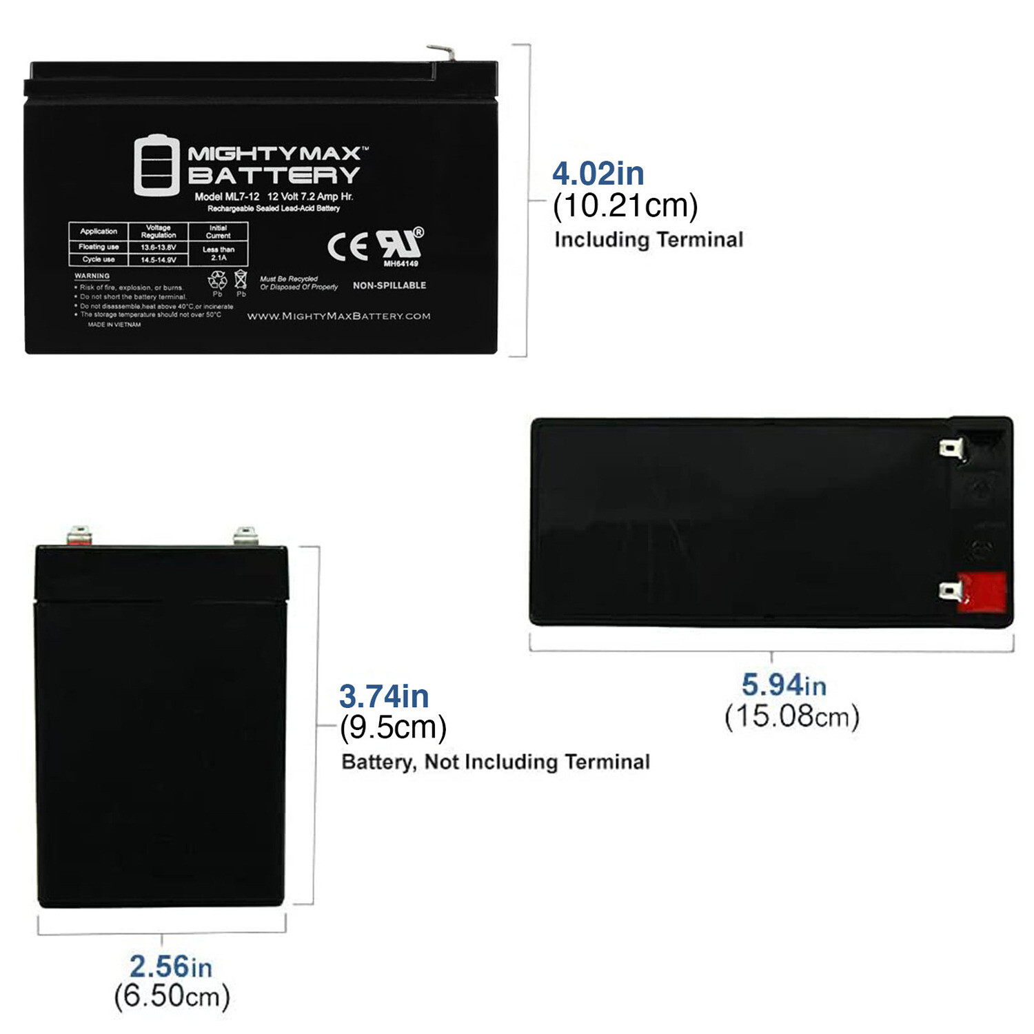 Mighty Max 12V 7AH compatible replacement battery for APC Back-UPS 550 BE550G