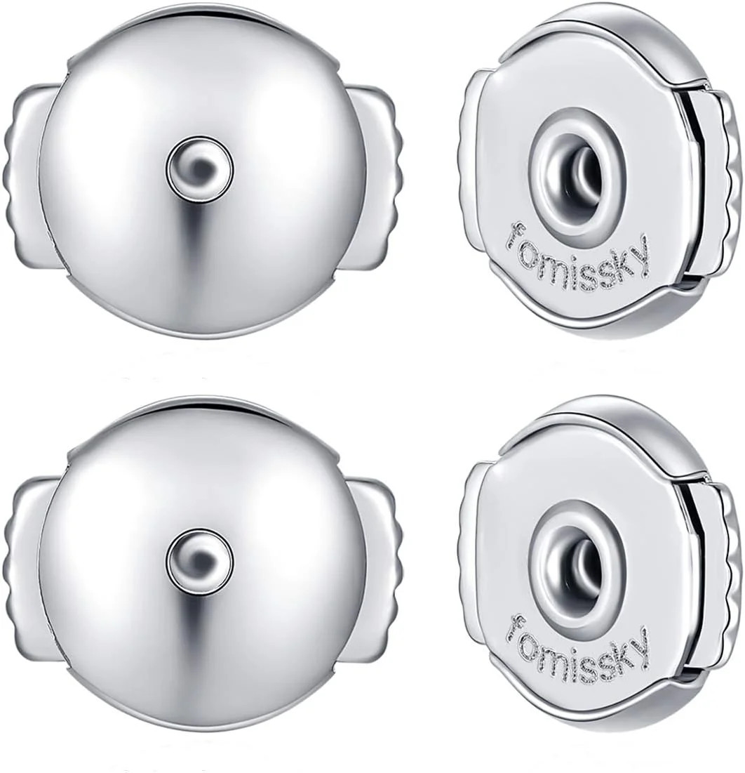 Fomissky-Sisa Locking Earring Backs for Studs, 2 Pairs Secure Spring Earing Back