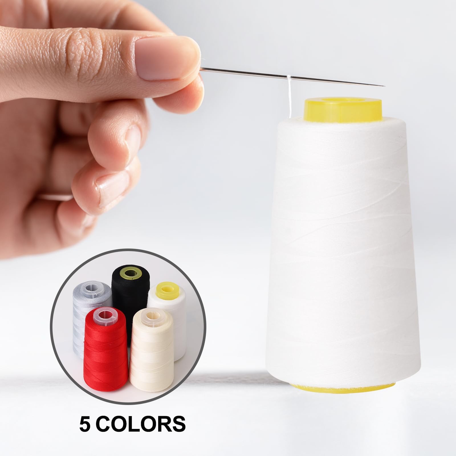 Sewing Thread Cone Set, 2 Pack Serger Thread, 3000 Yards Each, All Purpose Th...