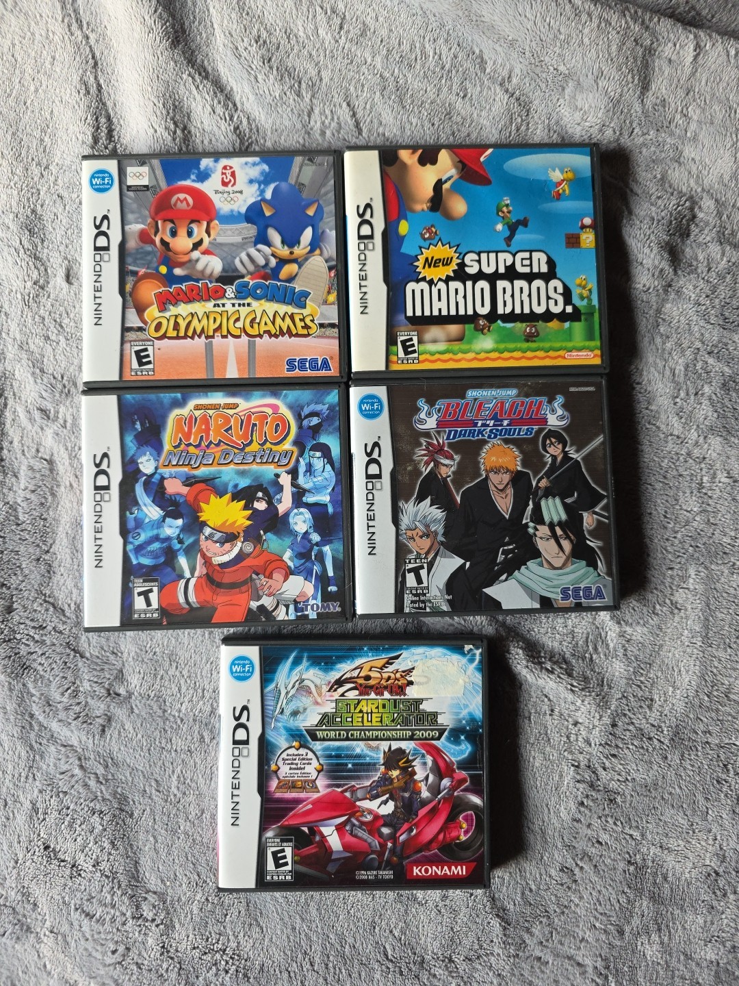 Nintendo DS CASES & MANUALS Lot Of 5 - No Games- Marios Bleach YuGi OH & Naruto