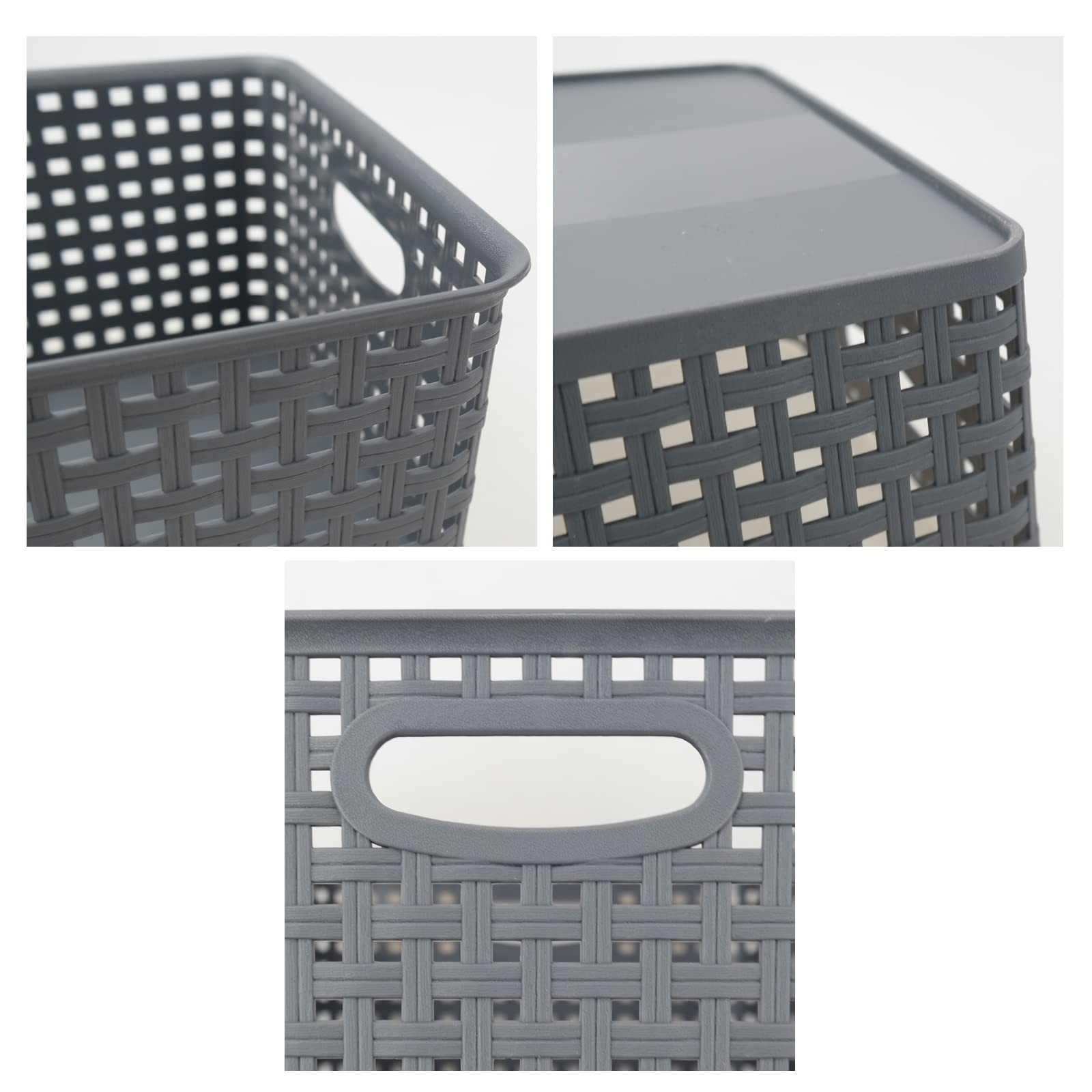4-Pack Plastic Storage Basket, Gray Organizer Bin