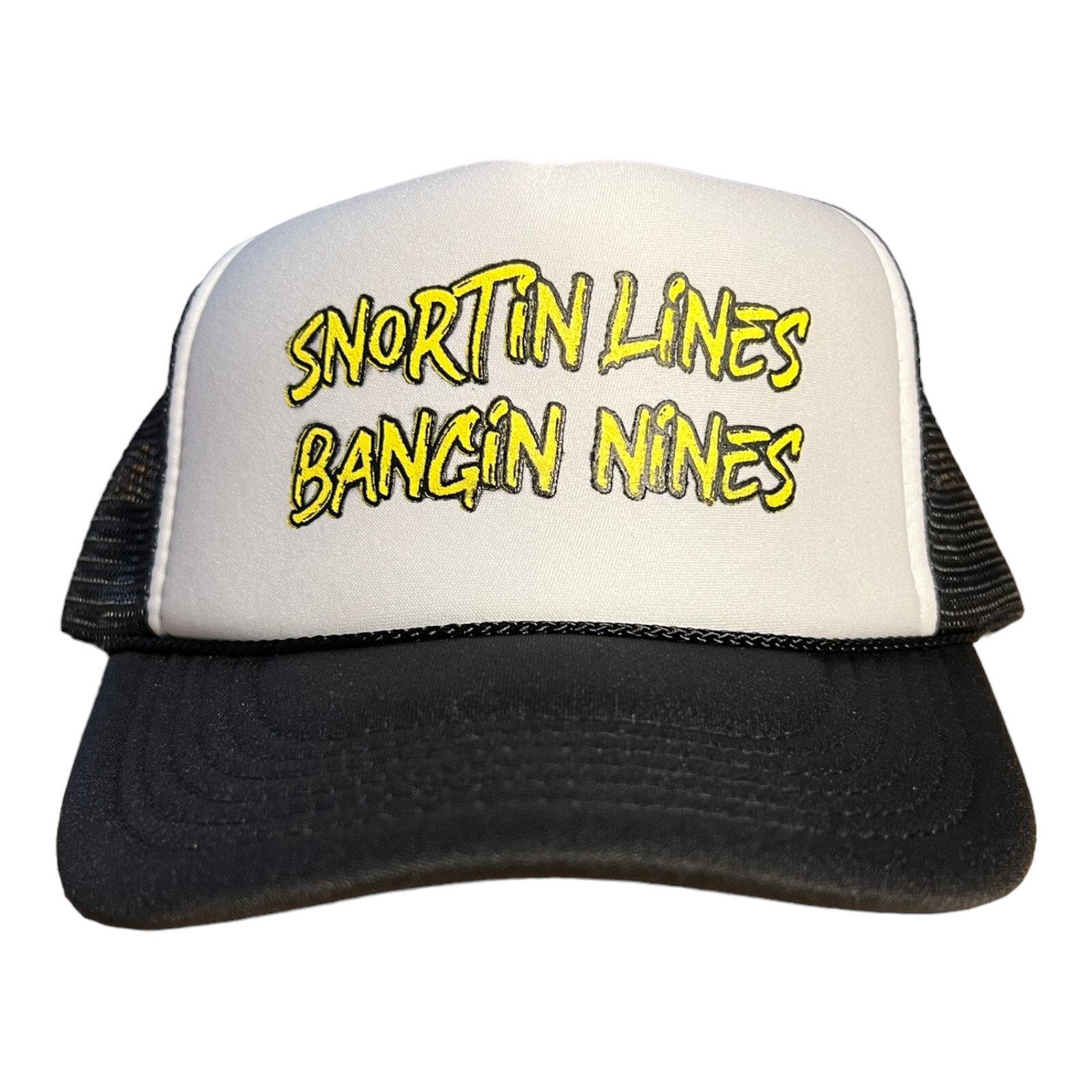Funny Trucker Hat Snortin Lines Bangin Nines college party boating summer cap