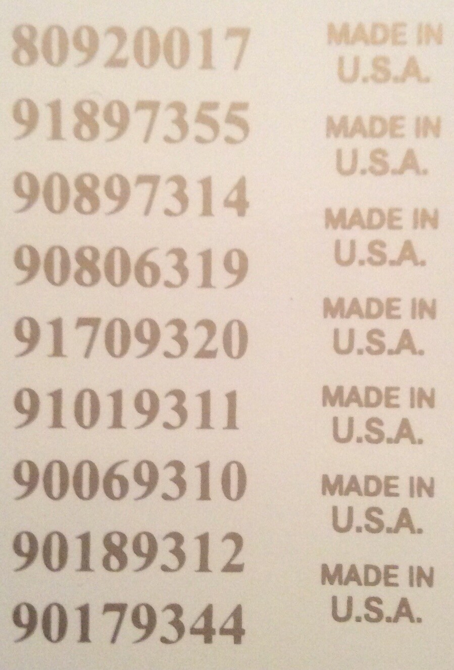 Guitar waterslide Serial Numbers