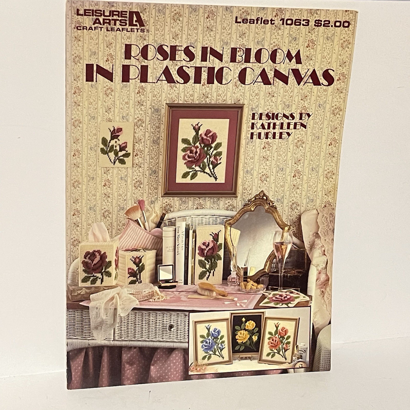 Vtg 1986 Roses In Bloom In Plastic Canvas Leisure Arts Leaflet 1063