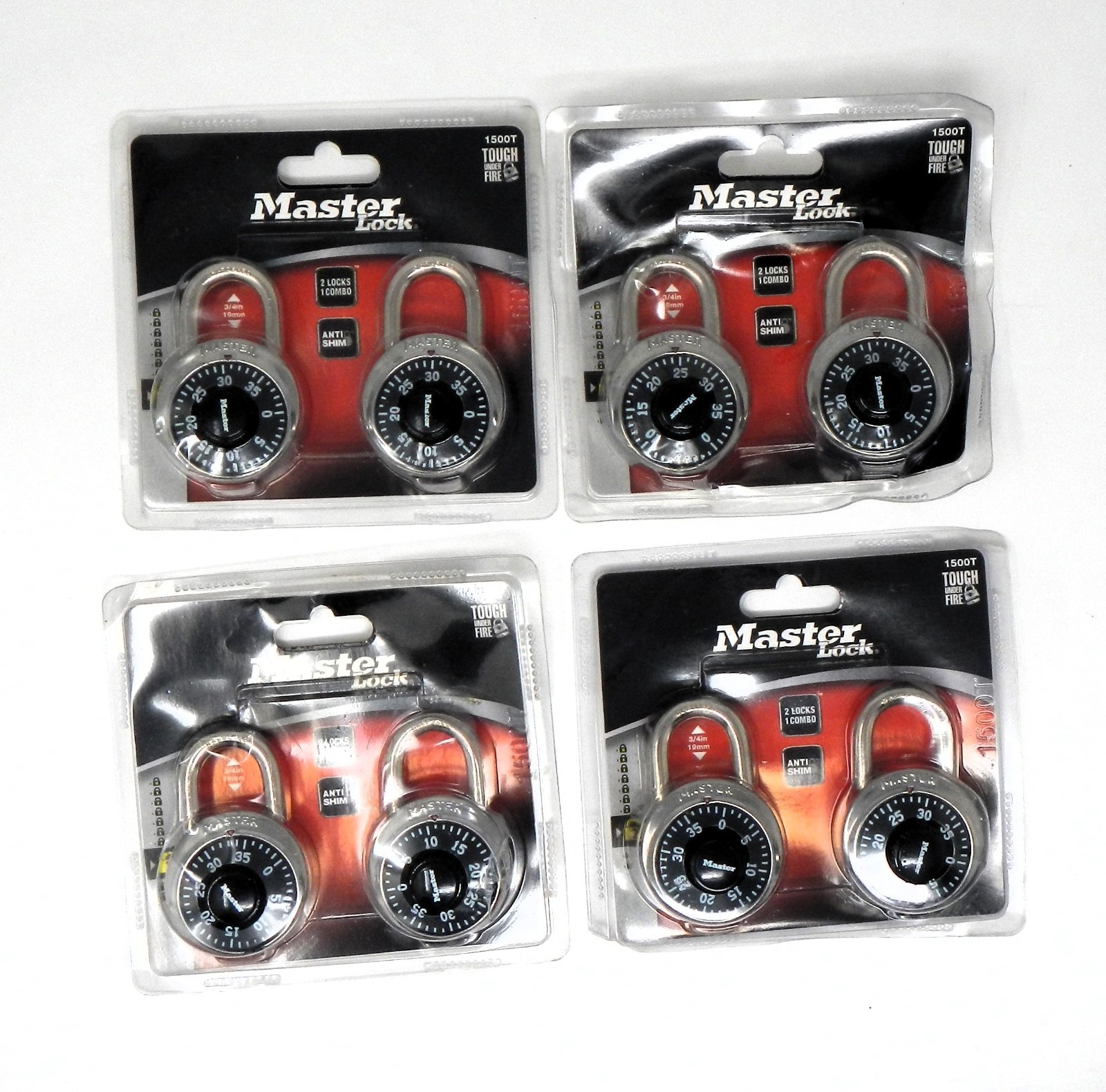 Master Lock 1500T Gym Locker Combination Padlock Preset 3-Digit Code 8pk
