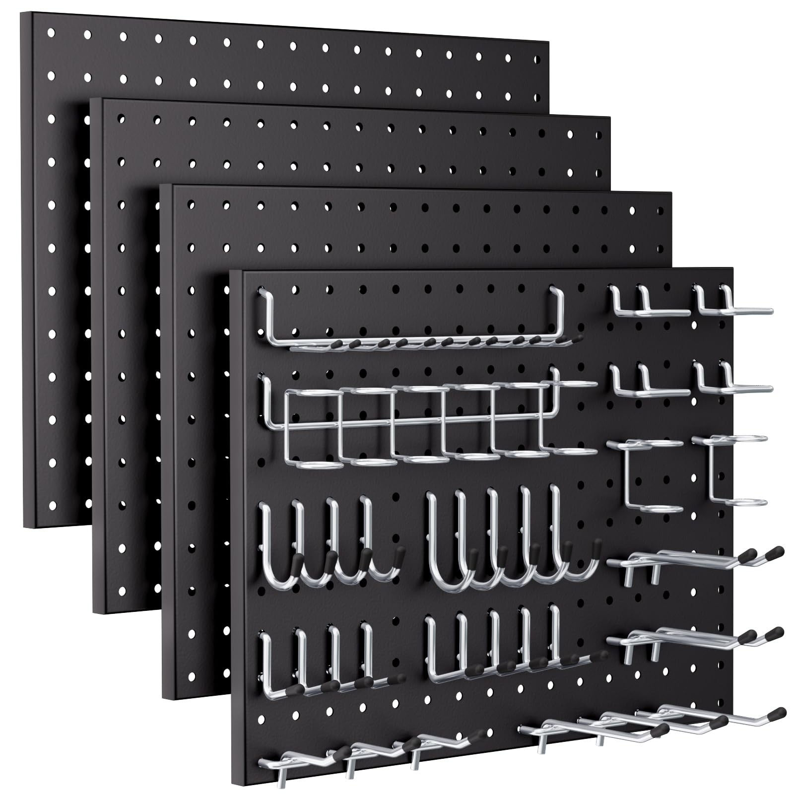 70PCS Pegboard Wall Organizer 4PCS Metal Panels with 66PCS 1/4"Pegboard Hooks