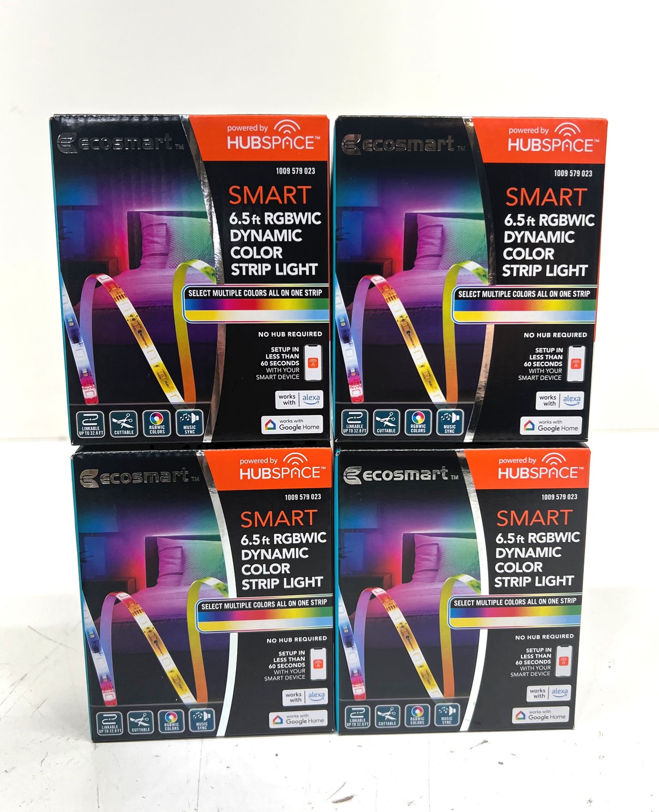 LOT OF 4 EcoSmart 6.5 FT Smart RGWBIC Dynamic Color Changing Plug in Strip light