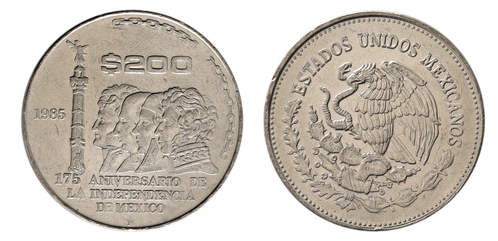 Mexico 200 Pesos, 1985, KM #509, XF-Extremely Fine, Commemorative