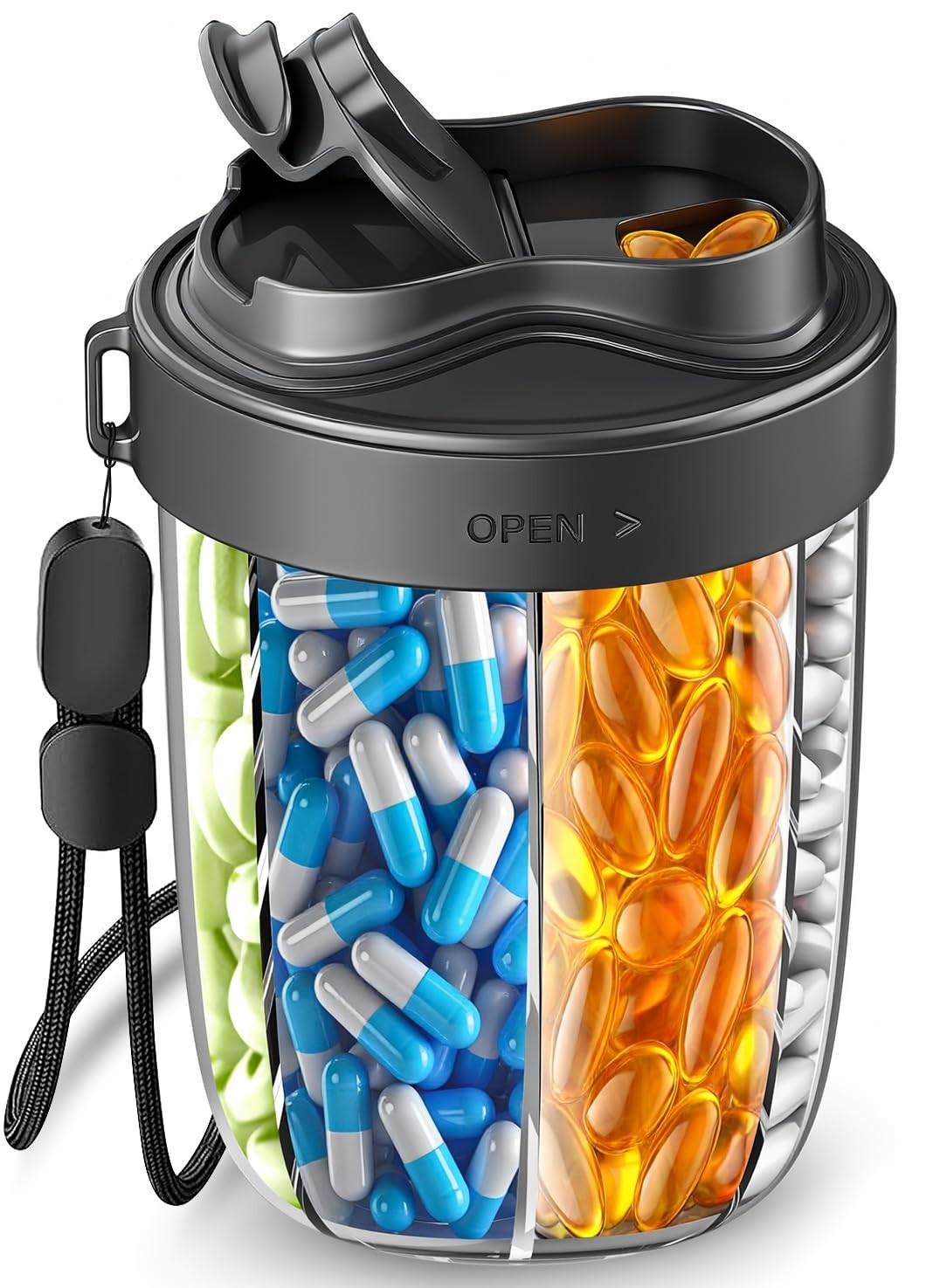 Large Pill Organizer with 7 Large Compartments - Portable Pill Dispenser for ...