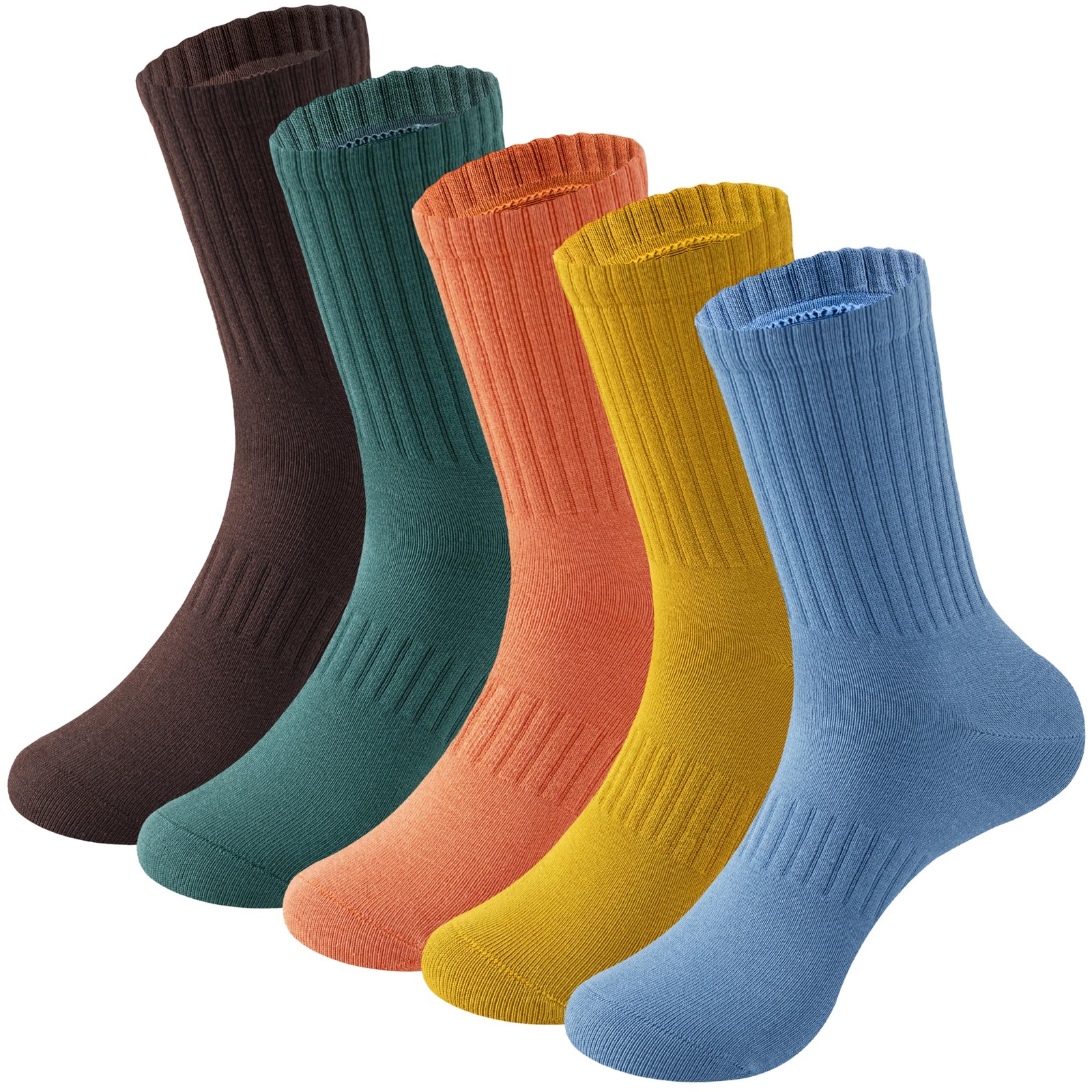 MAGIARTE Womens Athletic Cotton 6-10, Crew Length, 5 Pairs - Multi Color#02