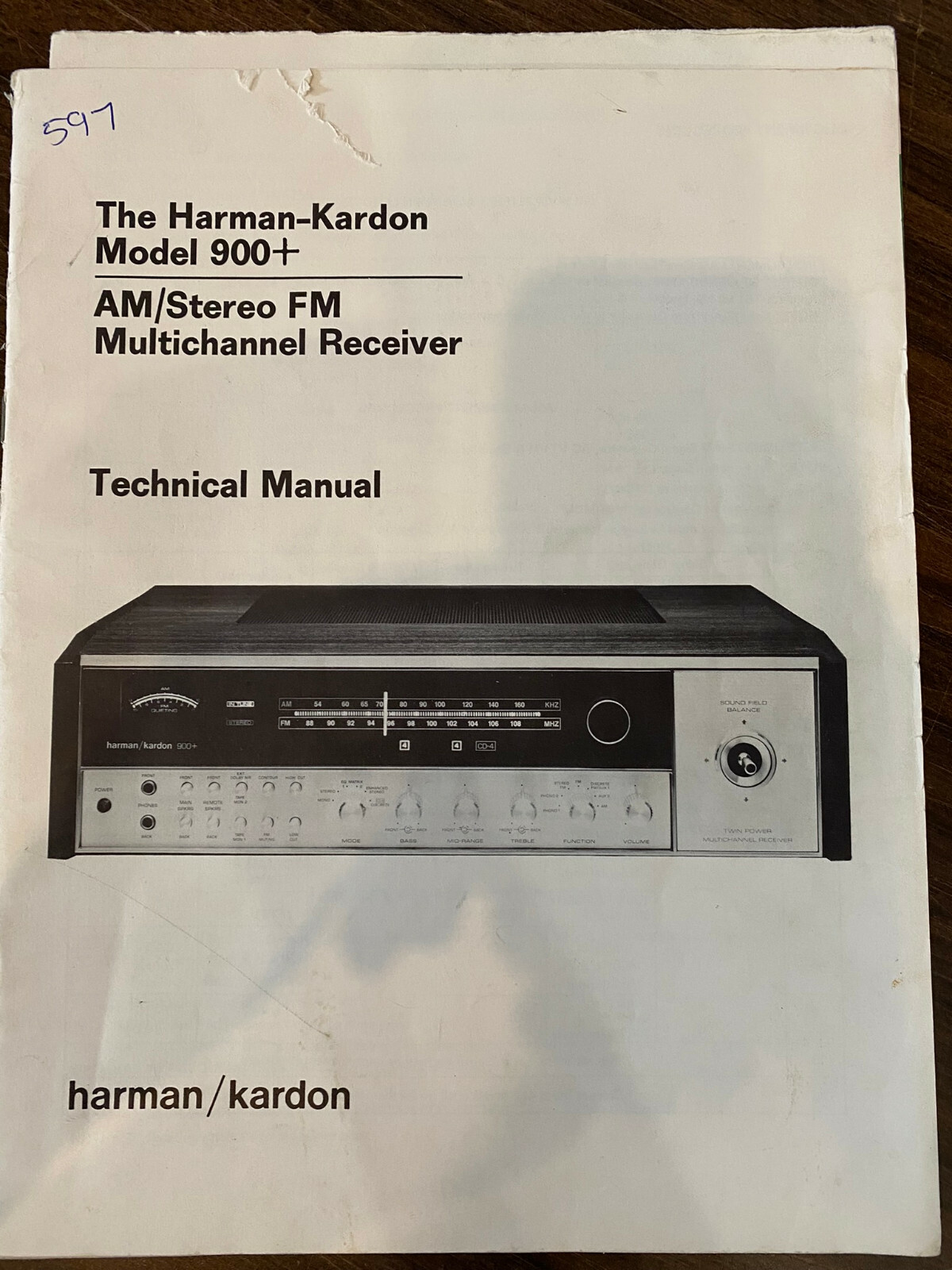 HARMAN KARDON 900+ Service Manual **ORIGINAL** BOOK OR PDF-FREE SHIPPING