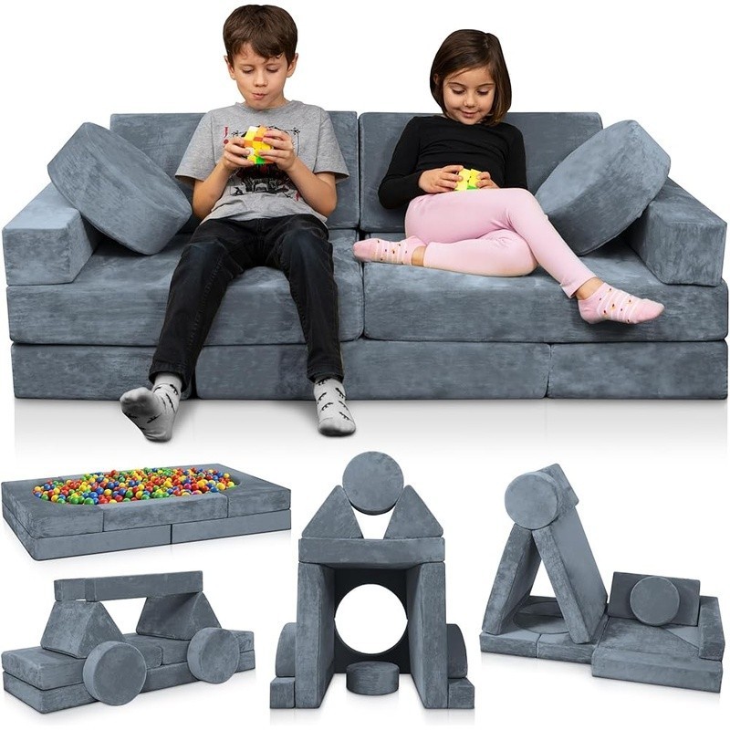 Modular Kids Play Couch Foam Set 14 Pieces Creative Building Furniture Kids New