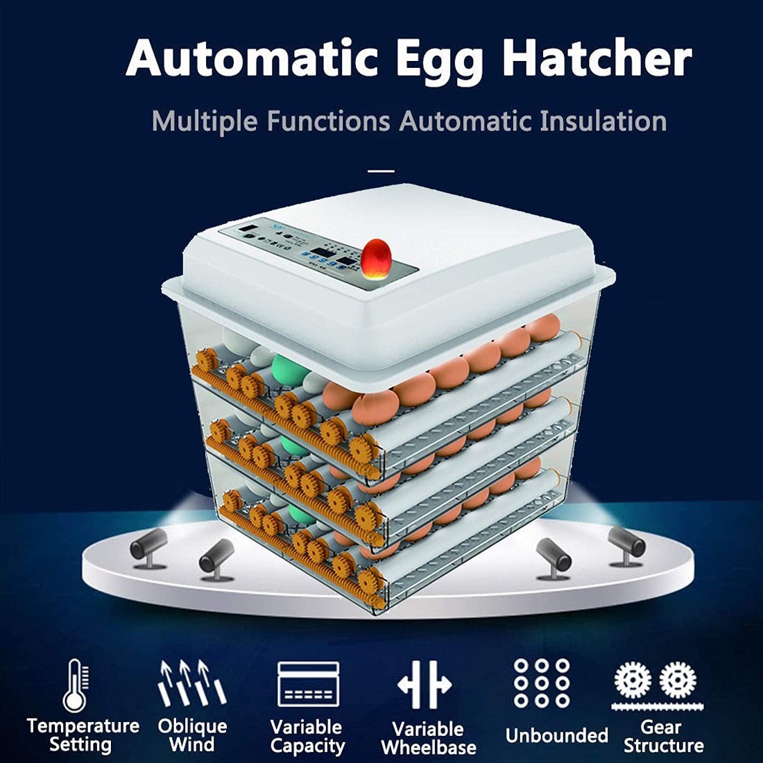 170 Egg Incubator Poultry Hatcher with Fully Automatic Egg Turning and Temper...