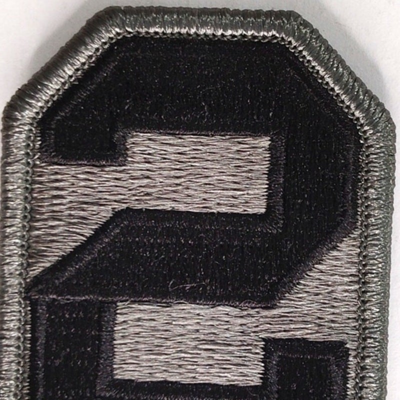 US Army 2nd Army Embroidered Patch ACU Subdued 2‑1/2" × 2" Hook Back