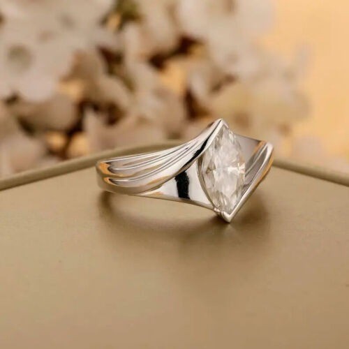 White Diamond 2.60 Ct Marquise Cut Lab-Created Wedding Ring 925 Sterling Silver