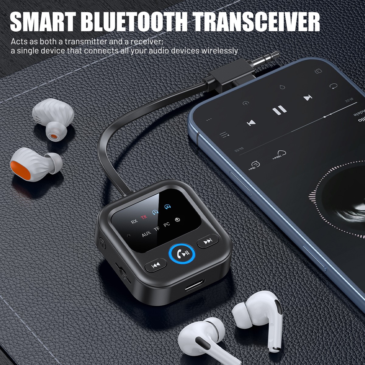 4IN1 Wireless Bluetooth 6.0 Transmitter Receiver Adapter 3.5mm Jack Aux / USB C