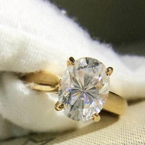 White Moissanite 3.60 Ct Oval Cut Prong Setting Engagement Wedding Ring