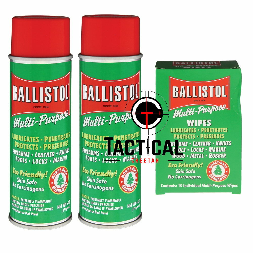 2 Cans of 6 oz Spray Oil Cleaning  of Ballistol Multi-Purpose Wipes (10 wipes)