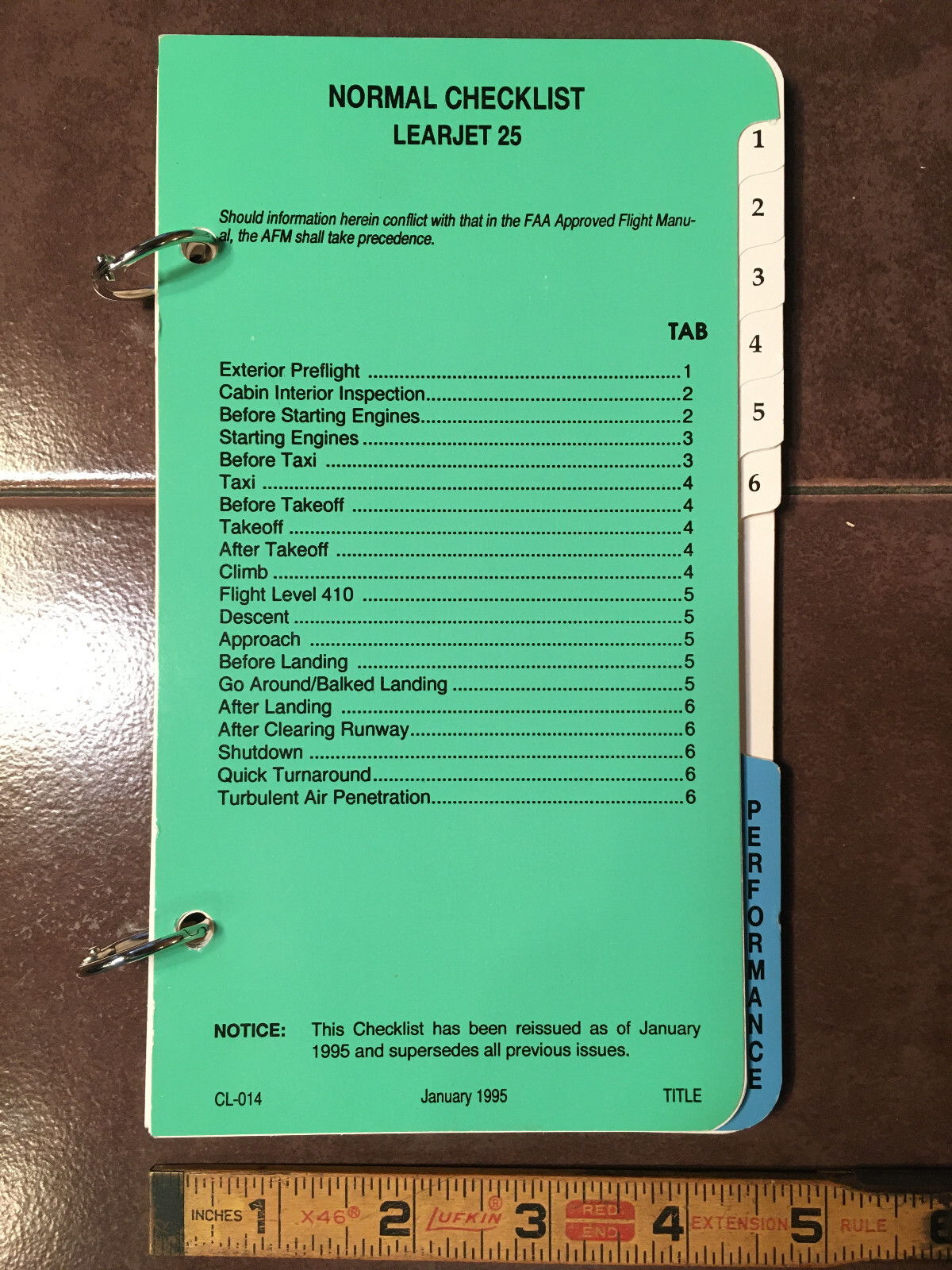 Gates Learjet 25 Normal & Emergency Checklist