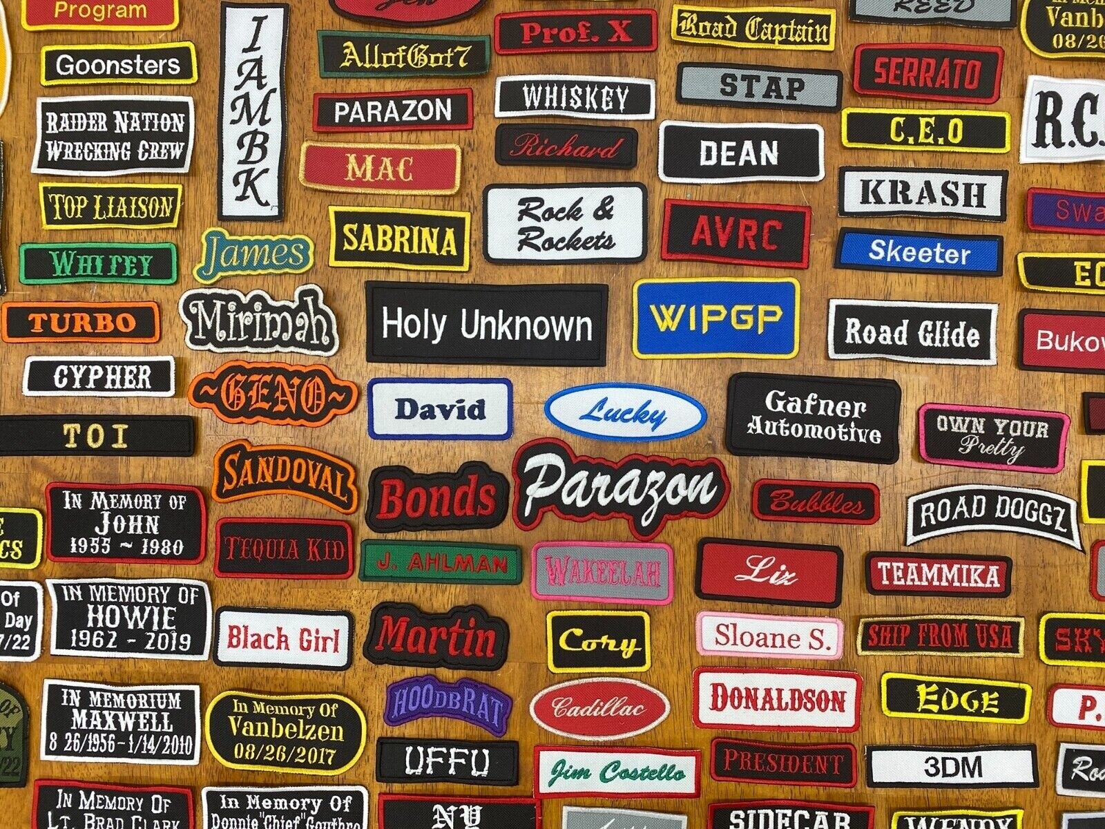 Custom Embroidered Patch -Rocker Name Tag Motorcycle Biker Sew on Patch 3" ~ 14"