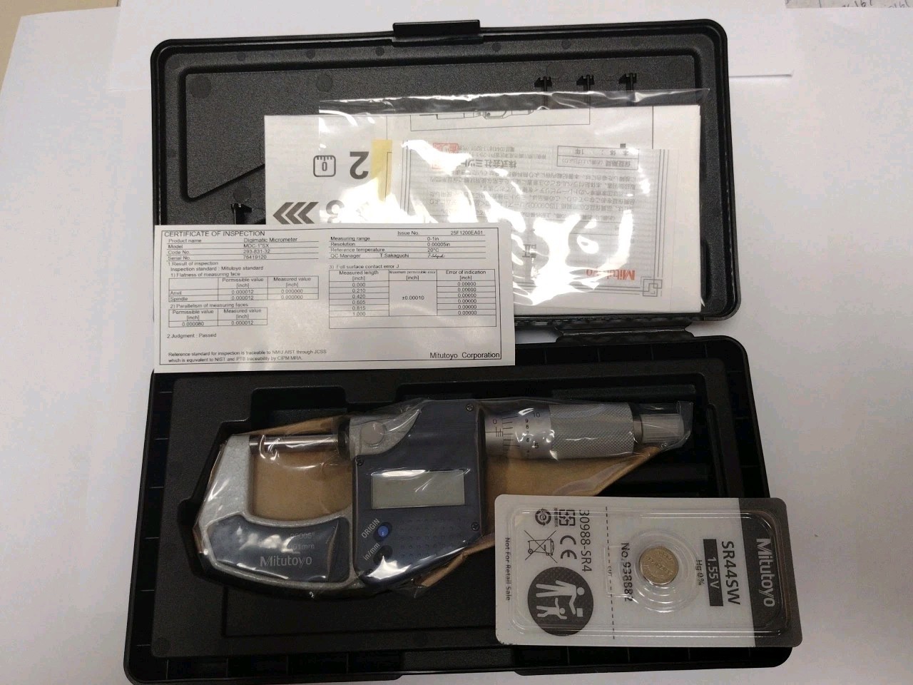 MITUTOYO 293-831-32 0-1"DIGIMATIC MICROMETER, RATCHET STOP THIMBLE