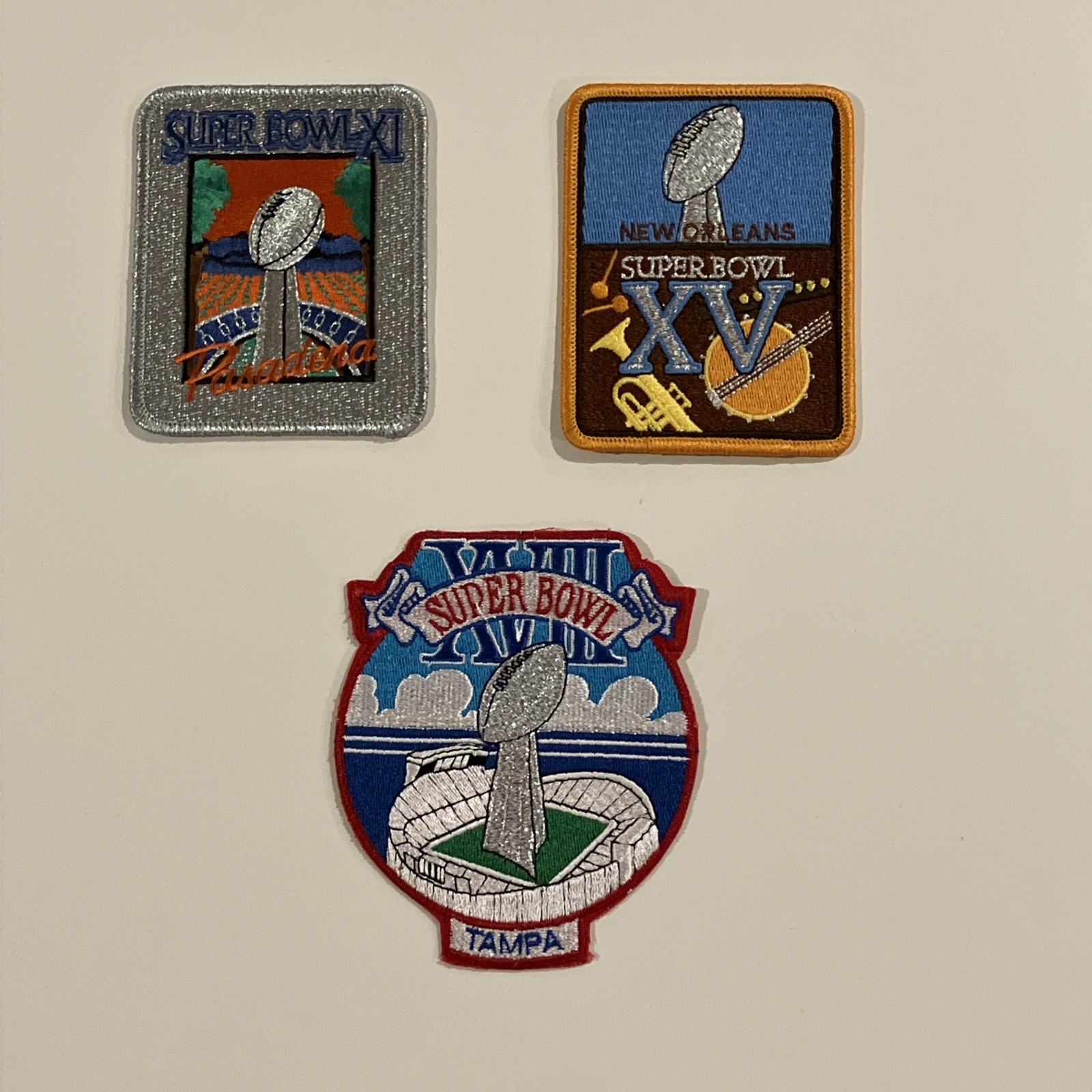 3 RAIDERS Super Bowl Patches Only Official NFL Willabee & Ward XI XV XVIII 🔥🔥