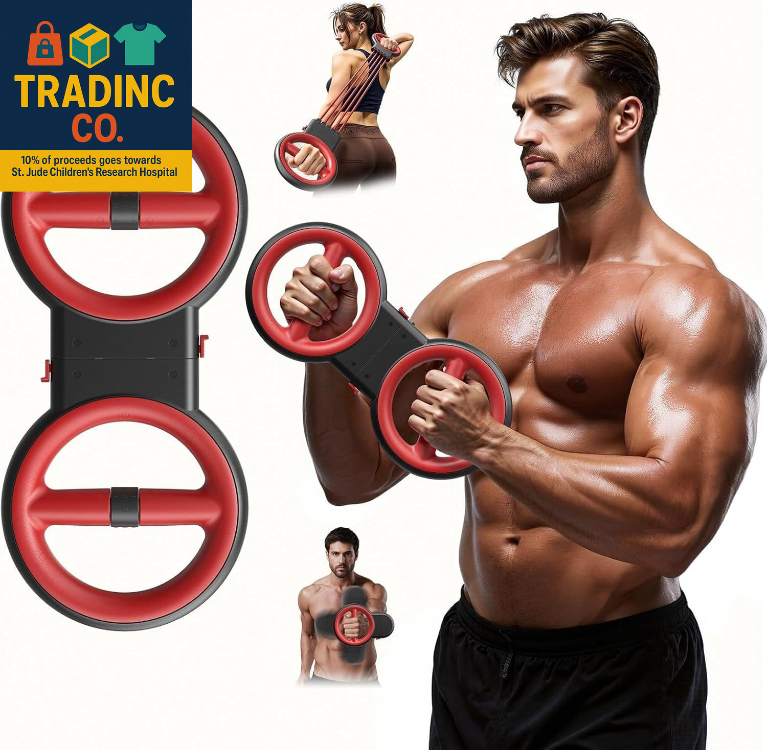 3-In-1 Upper Body Strength Trainer - Detachable Rotator Burn Machine, 360°Hand-C