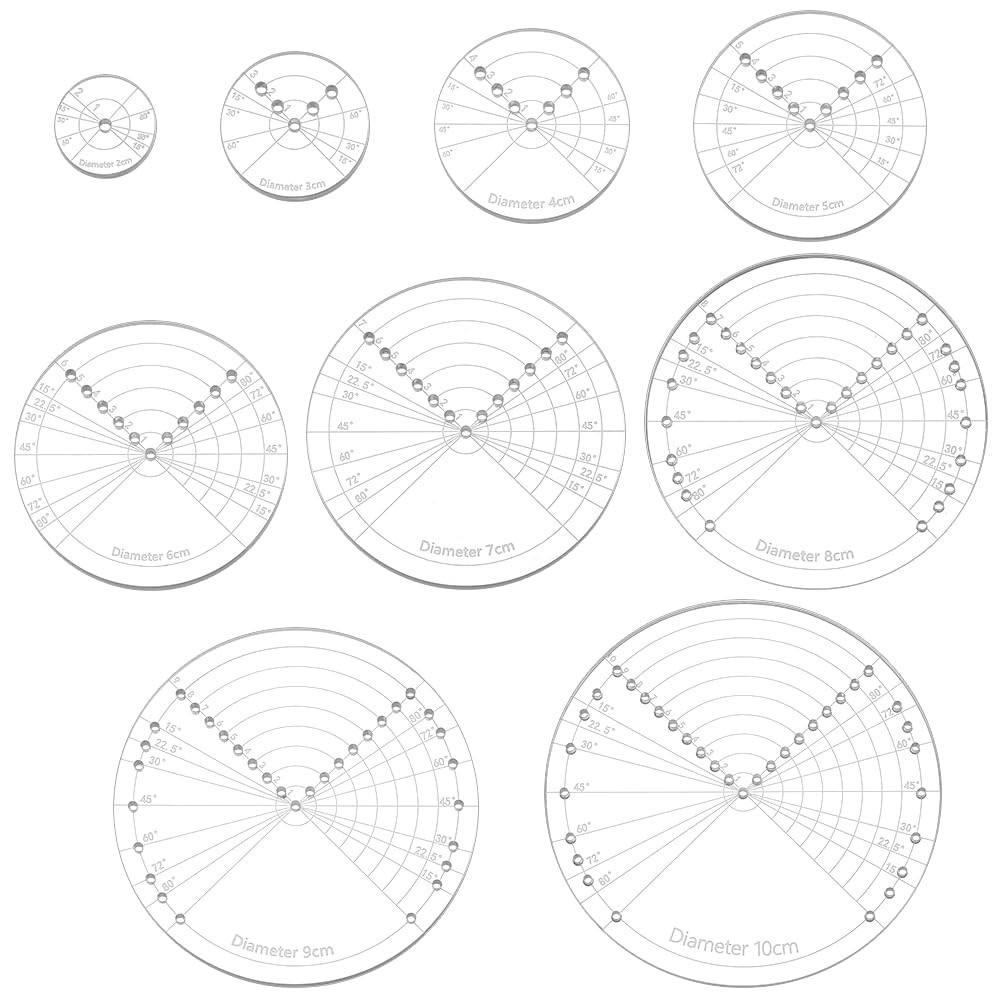 9Sizes Acrylic Round Center Finder Compass, 2~10cm Diameter Center Finder Too...