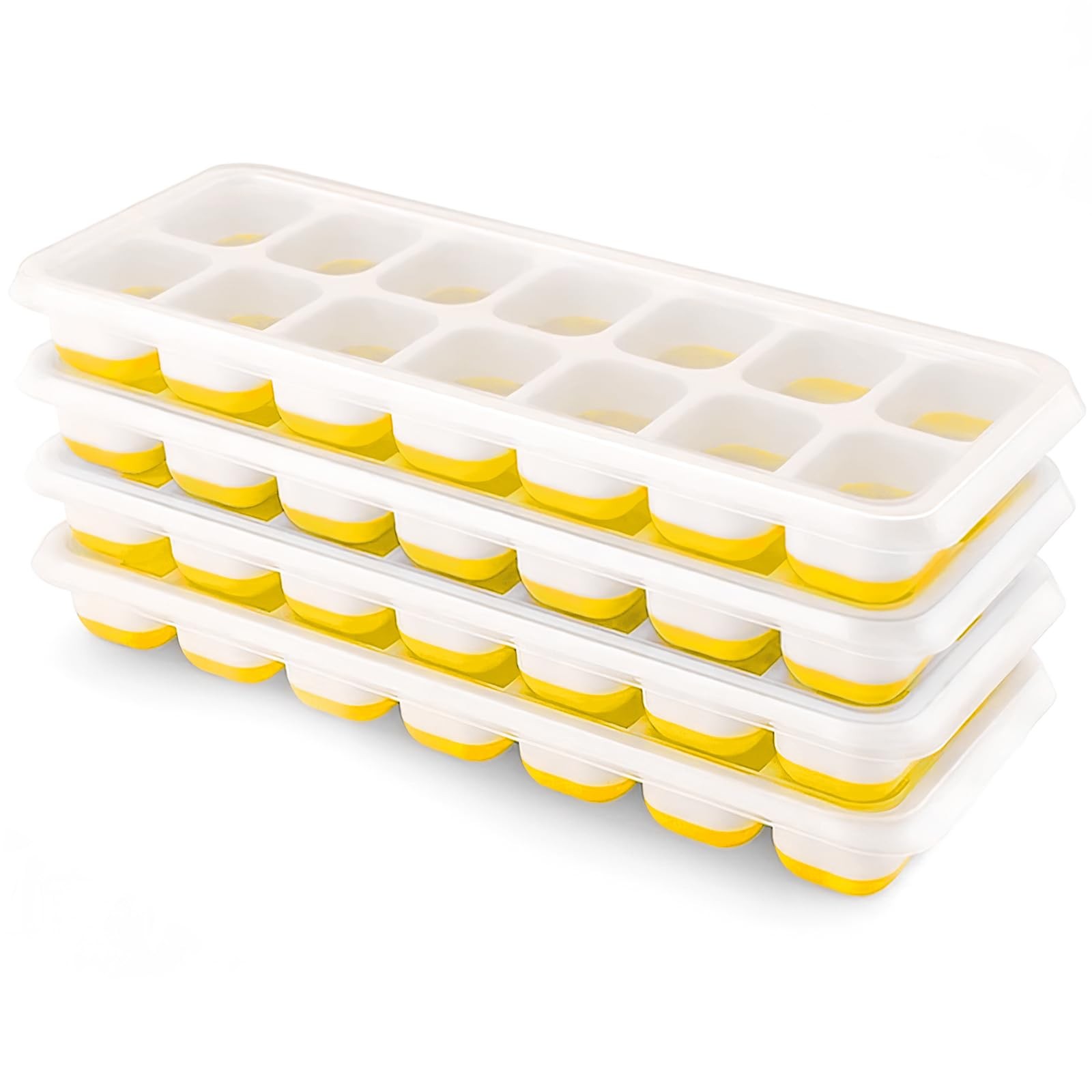 Ice Cube Trays 4 Pack, Airabc Silicone with Medium, Yellow