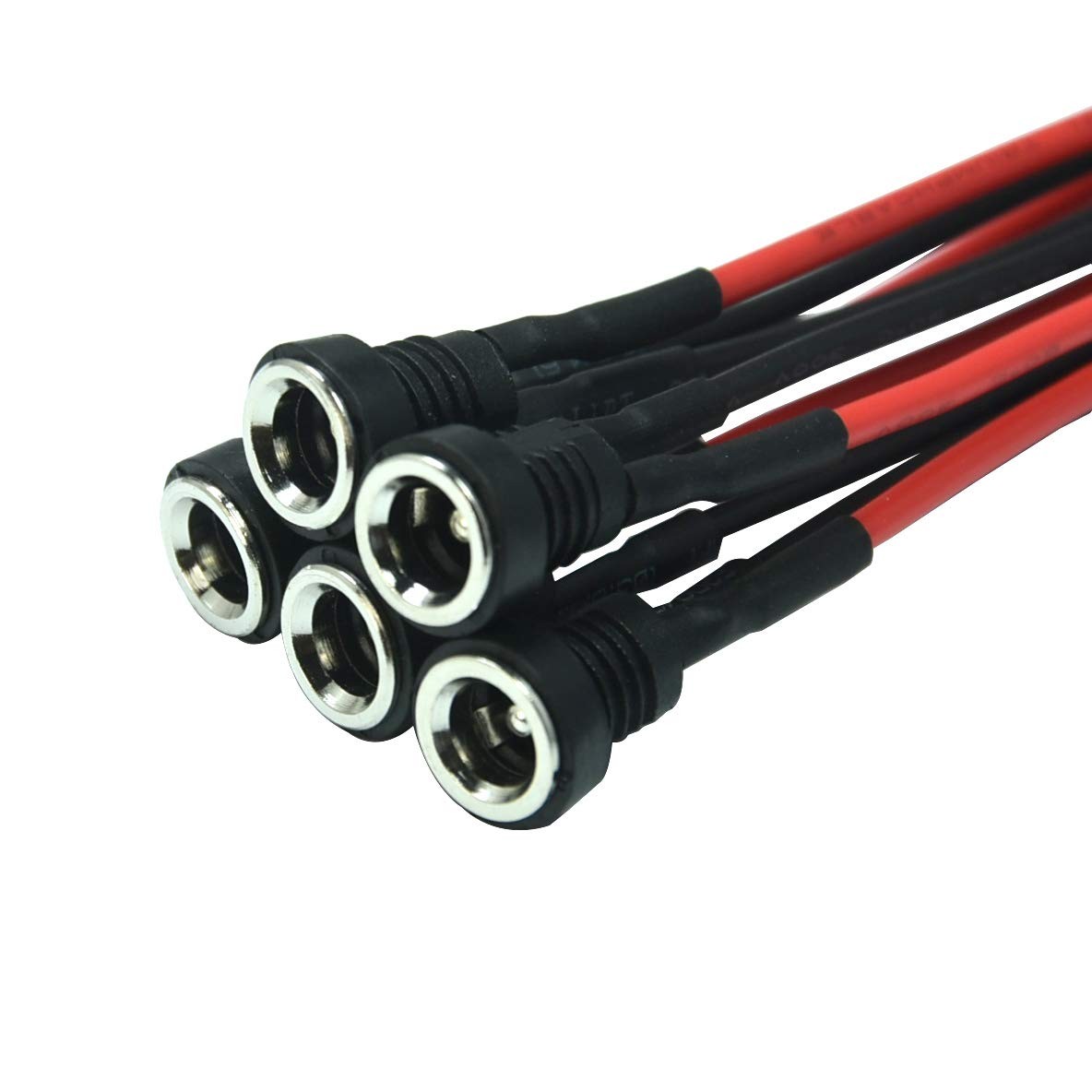 FILSHU 5Pcs 5.5x2.5mm DC Power Jack Female Socket Panel 5.5X2.5mm, Black