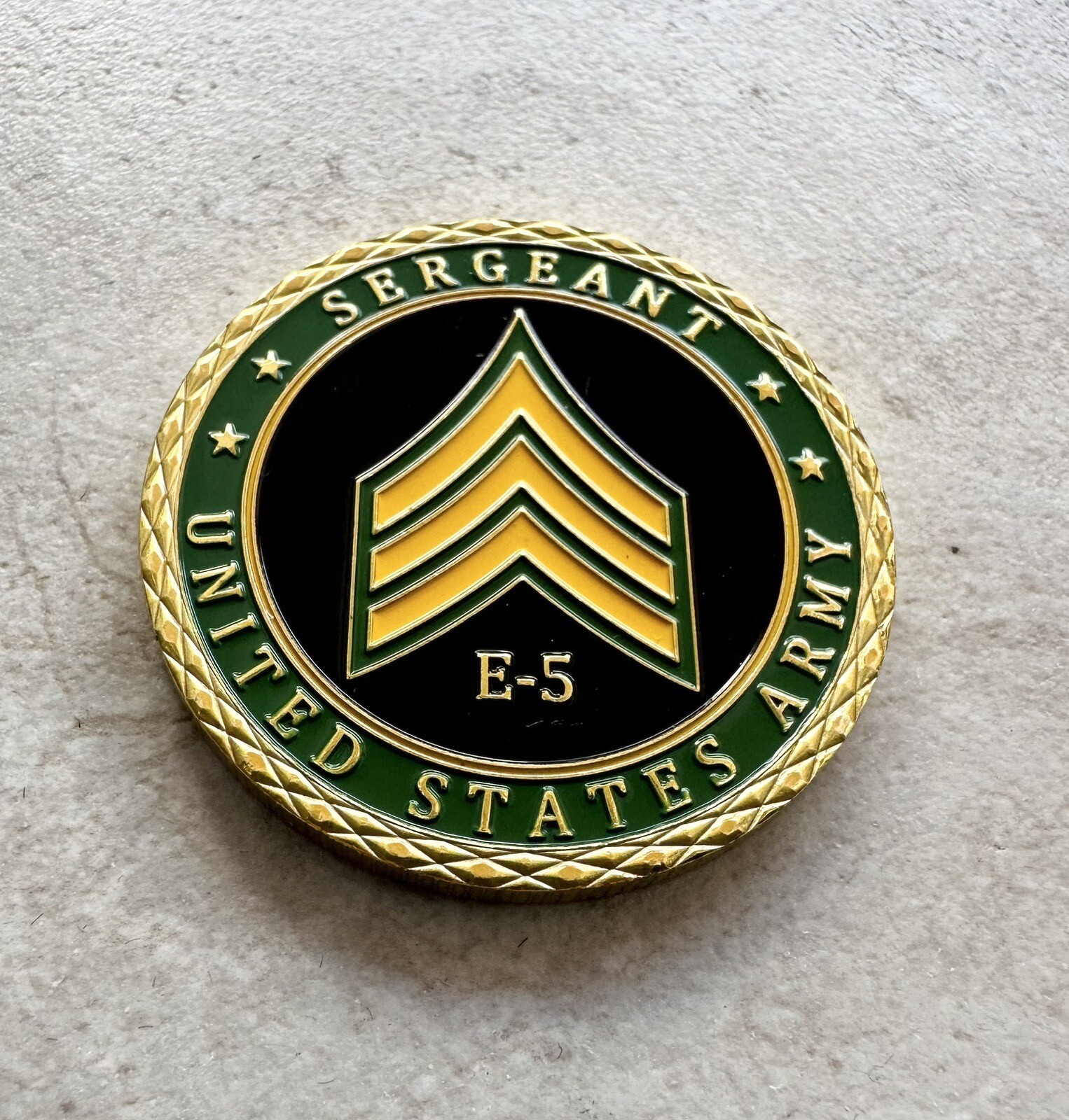 U.S. Army Sergeant E-5 Rank SGT NCO Challenge Coin USA