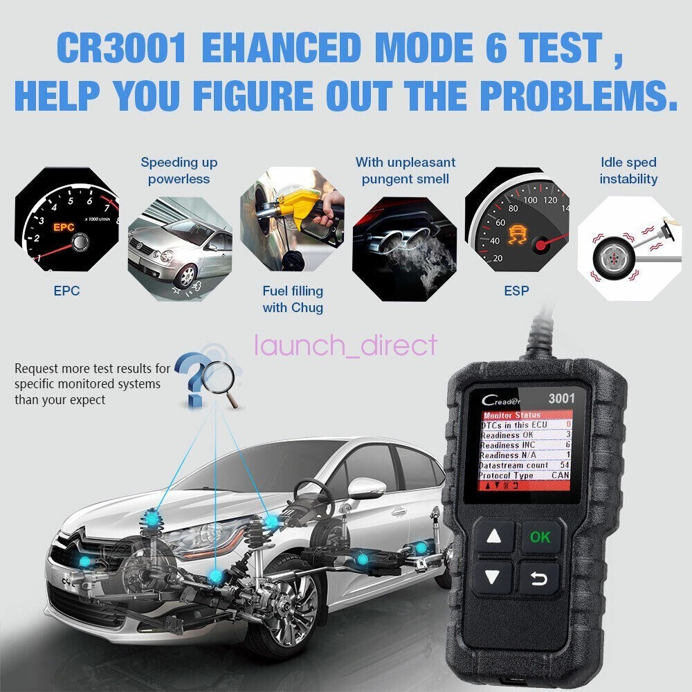LAUNCH CR3001 OBD2 Scanner Code Reader Check Engine Light Auto Diagnostic Tool**