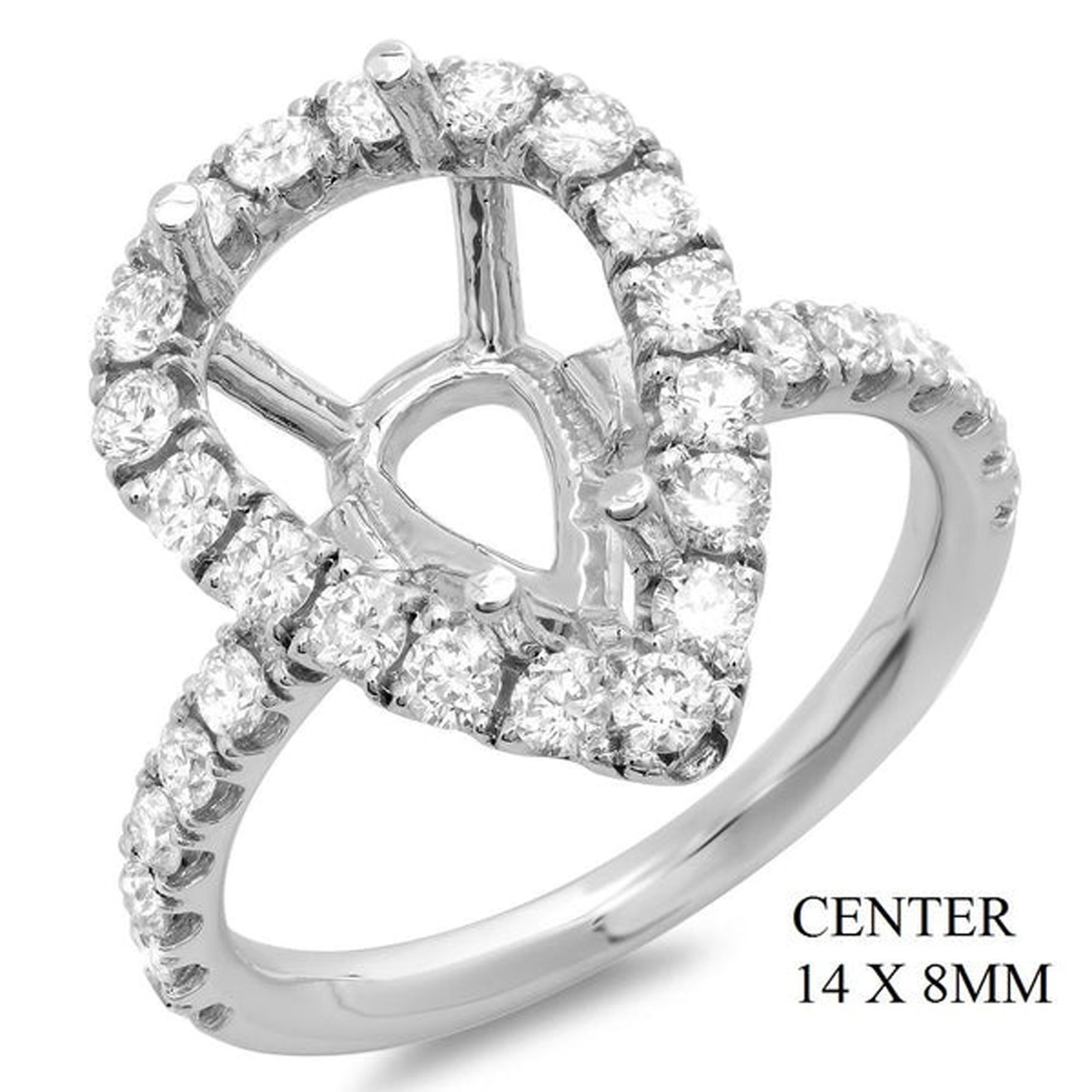 925 Sterling Silver Pear 14x8mm Ring Setting Semi Mount Blank Ring